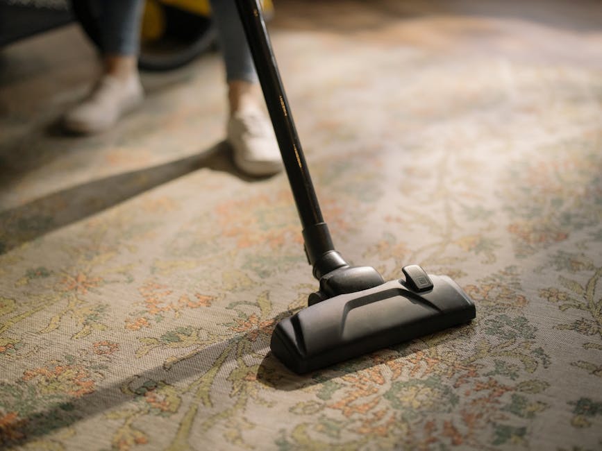 Technician applying treatment for carpet stain removal
